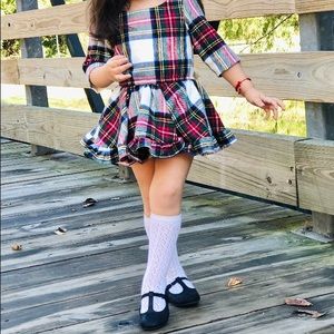 Holiday Christmas White plaid girl Dress Size 5.
